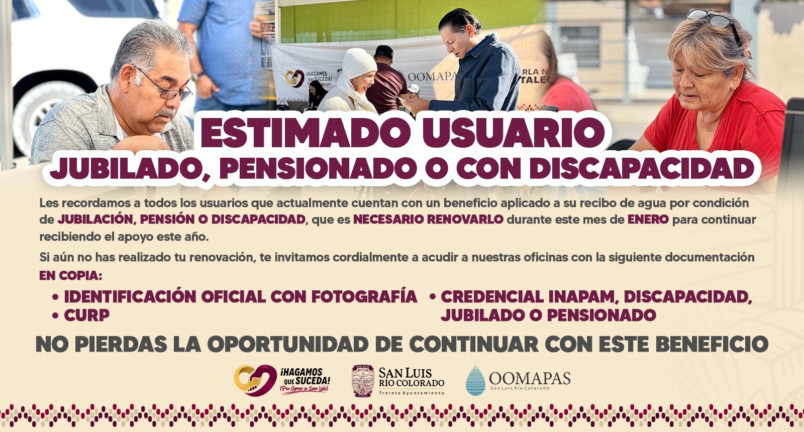 ESTIMADO USUARIO JUBILADO, PENSIONADO O CON DISCAPACIDAD